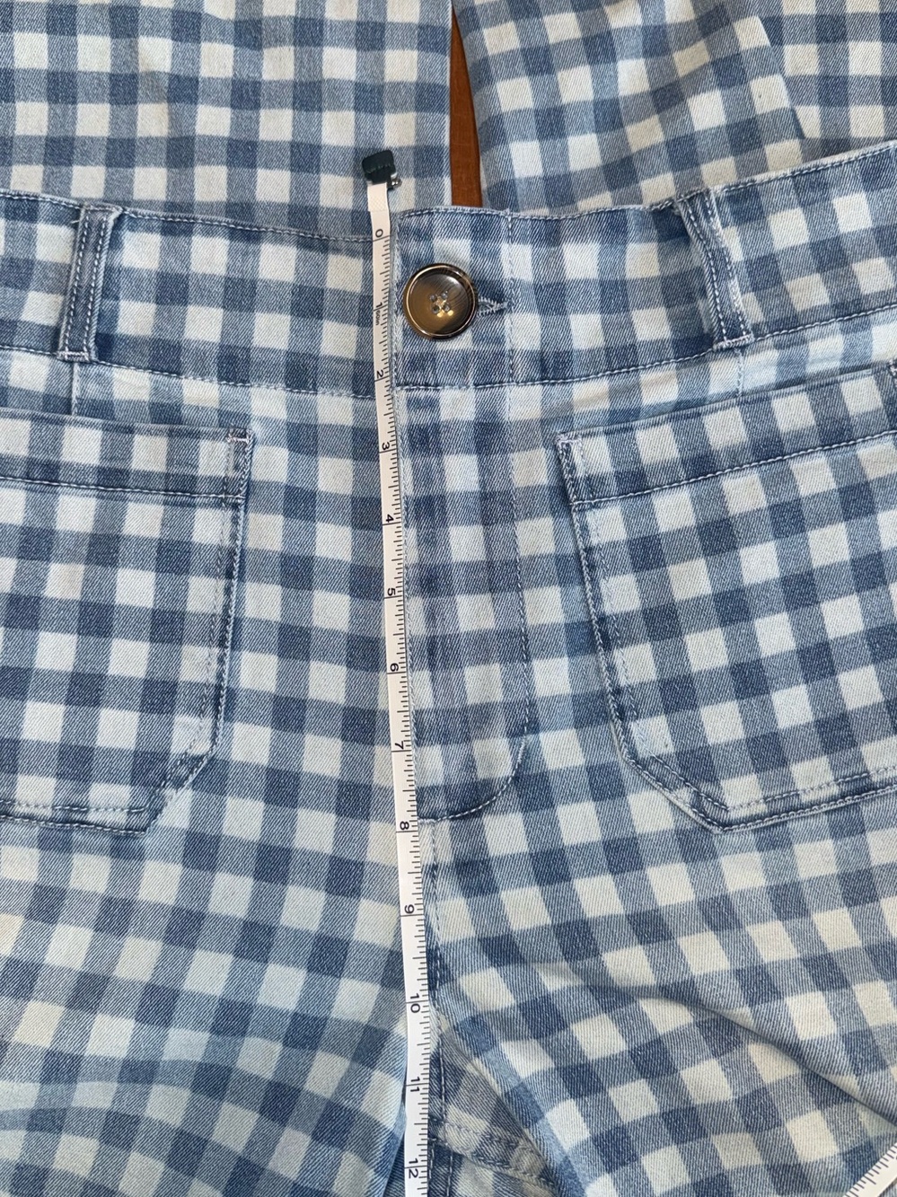 Versona Blue Gingham Wide-Leg Pants Sz 8 - Picture 9 of 12